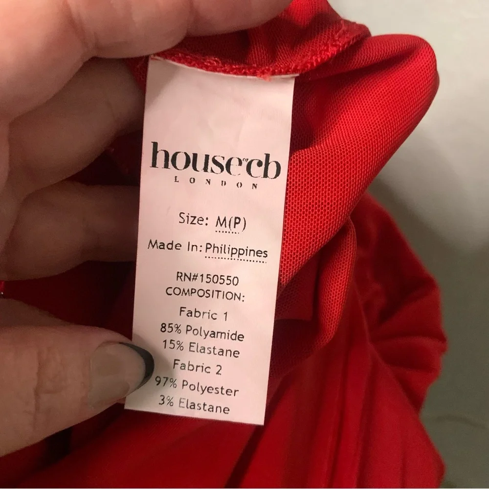 House of CB MP Scarlet Red Pink Lace Nylon Bodycon Corset Seraphina Dress Glam - Picture 9 of 9